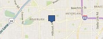 Houston Braeswood Hillcroft location map